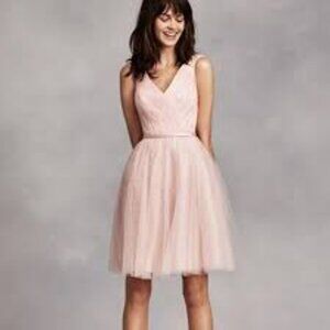 COPY - White by Vera Wang Blush Tulle over Lace Bridesmaid Dress size 12